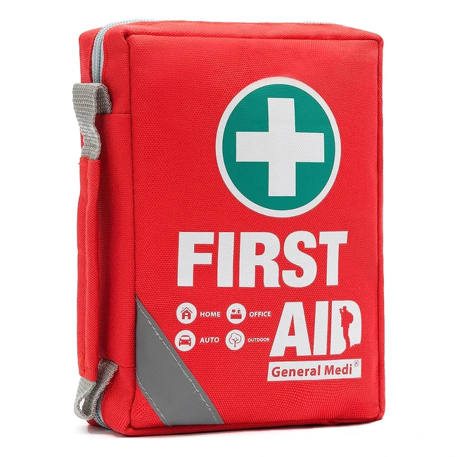 Compact First Aid Kit Bag - 175 Piece - Reflective Design - Eyewash & Cold Pack - Travel, Home, Office, Camping