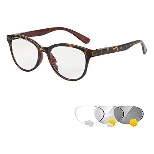 Kokobin Photochromic Reading Glasses - Spring Hinged Sun Readers for Men and Women