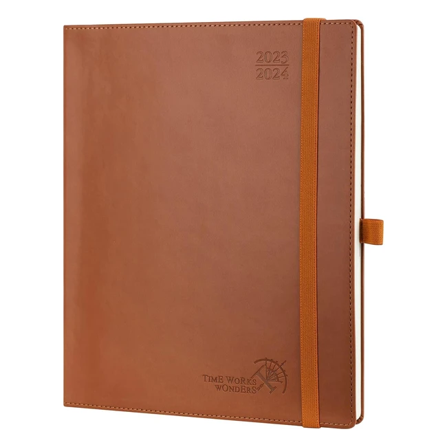 Agenda Scolaire Poprun 2023 2024 - Semainier Vertical 265x215cm - Couverture Souple en PU Cuir