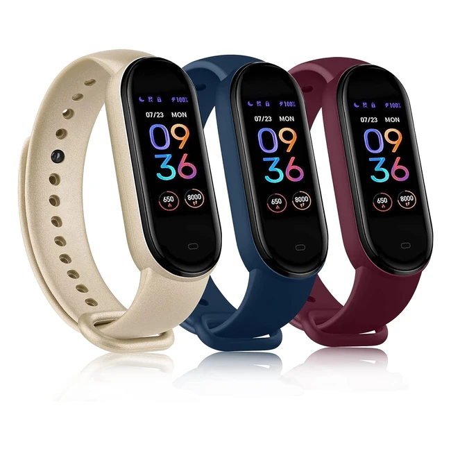 Cinturino Amazfit Band 5 - 3 Pezzi, Silicone Morbido, Blu Navy/Borgogna/Oro
