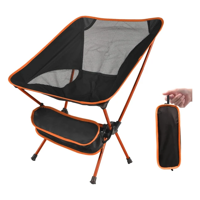 Soppy Ultra Lightweight Folding Camping Chair - Portable Backpacking Chair - Heavy Duty - 135kg Capacity - Orange
