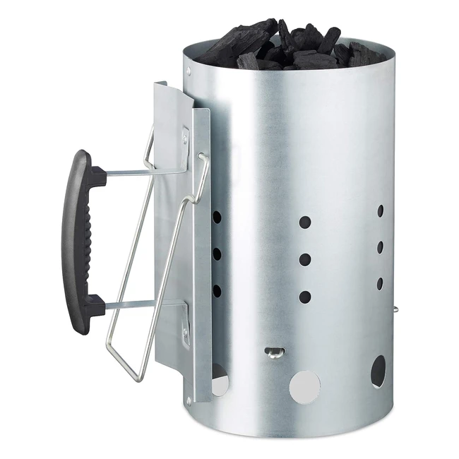 Ciminiera di Accensione BBQ Relaxdays HXD 30x19cm - Acciaio - Accessori Barbecue