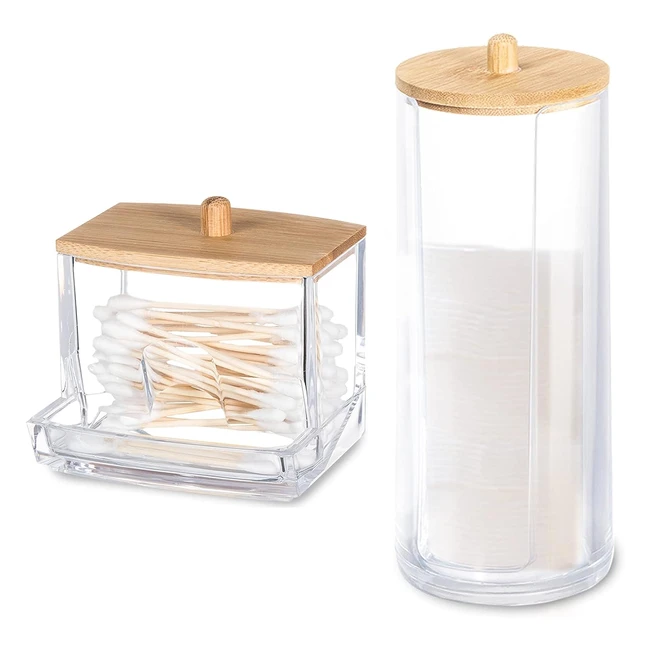 Distributeur de coton GoHHme en acrylique - Organisateur de rangement cosmétique - 2 pièces