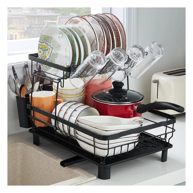 Egouttoir vaisselle Lifewit inox, 2 niveaux avec drainage - Support amovible pour ustensiles