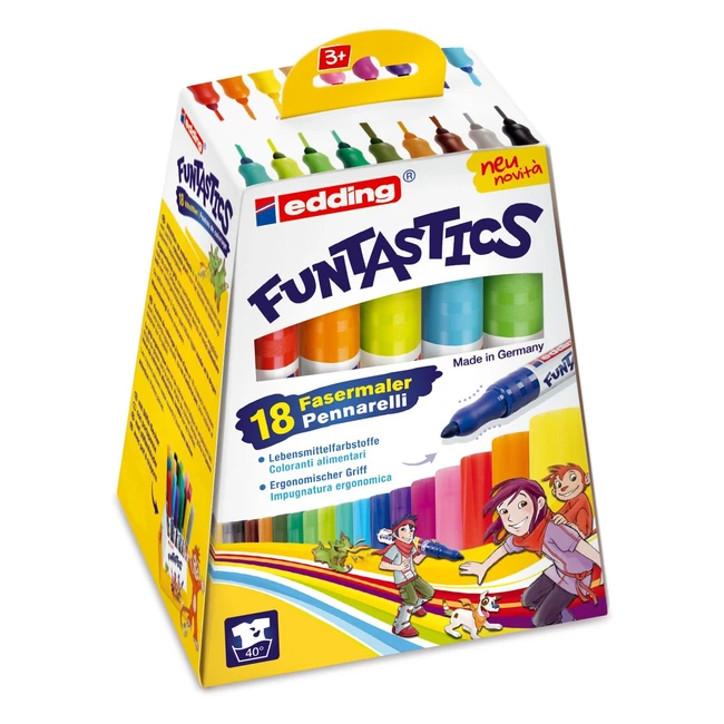 Edding 14 Funtastics - Pennarelli Punta Fibra Conica - Set 18 pz - Colori Assortiti - Tratto 3 mm
