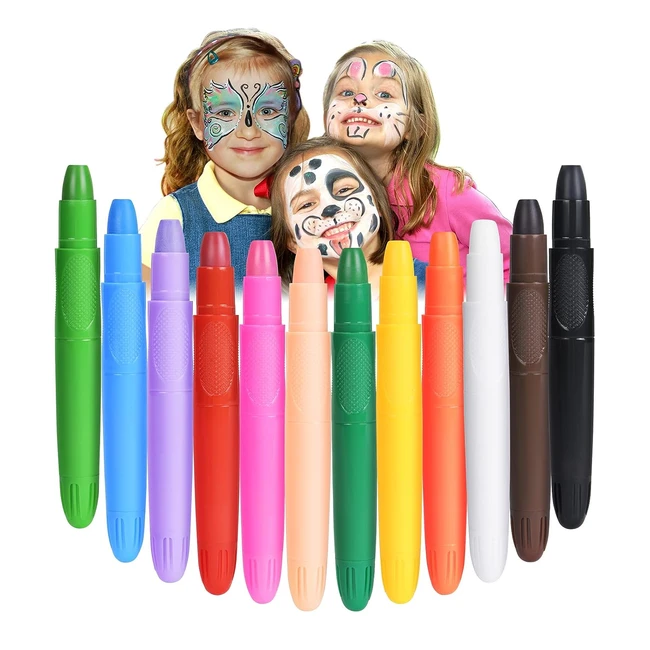 URAQT Make-up-Stift-Set 12 Farben - Waschbare Kinderschminke - Sicher und ungift