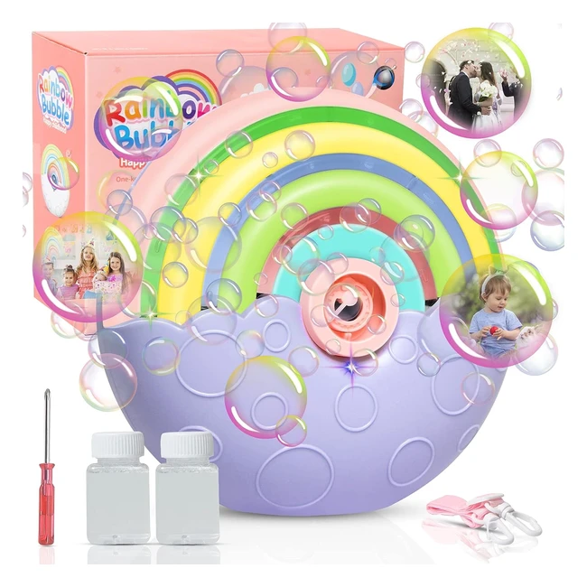 Macchina Bolle di Sapone - Soffiatore Automatico per Bambini - Oltre 2000 Bolle Colorate al Minuto - Silenzioso e Illuminato - Giocattolo Bolle Esterno - Regalo Festa Giardino