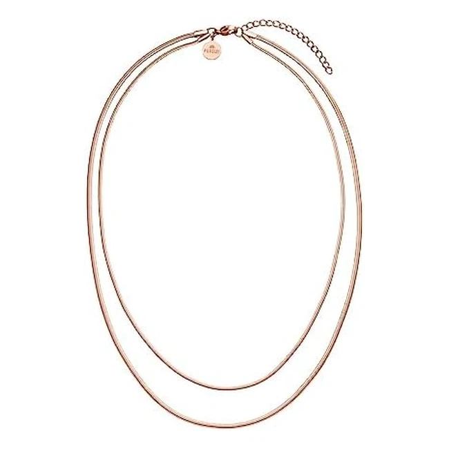 Purelei Two Layers Halskette Silber Rosegold, wasserfestes Kette für Damen, elegantes zweilagige Kette aus Edelstahl, Geschenke für Damen