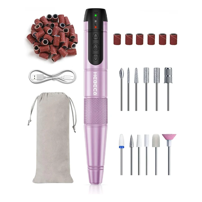Perceuse Ongles Électrique Sans Fil Hebeca 12 en 1 - Kit de Manucure et Pédicure Professionnel