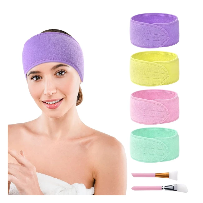 URAQT Kosmetik Stirnband - 4 Stck Damen Makeup Haarband verstellbares Haarsch