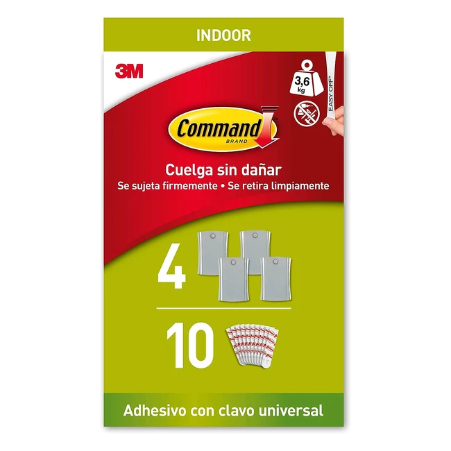 Colgador adhesivo universal grande 4 clavos 10 tiras 36 kg