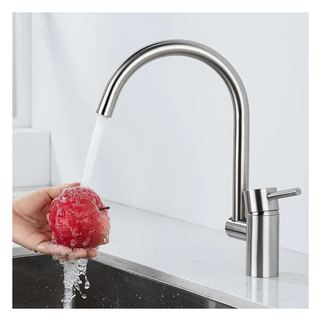 Rubinetto Lavello Cucina Auralum Miscelatore Acciaio Inox 360° Girevole