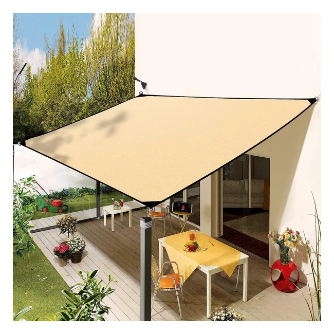 Toldo Vela de Sombra Rectangular 2x3m - Protección UV 95% - Impermeable - Fácil Instalación