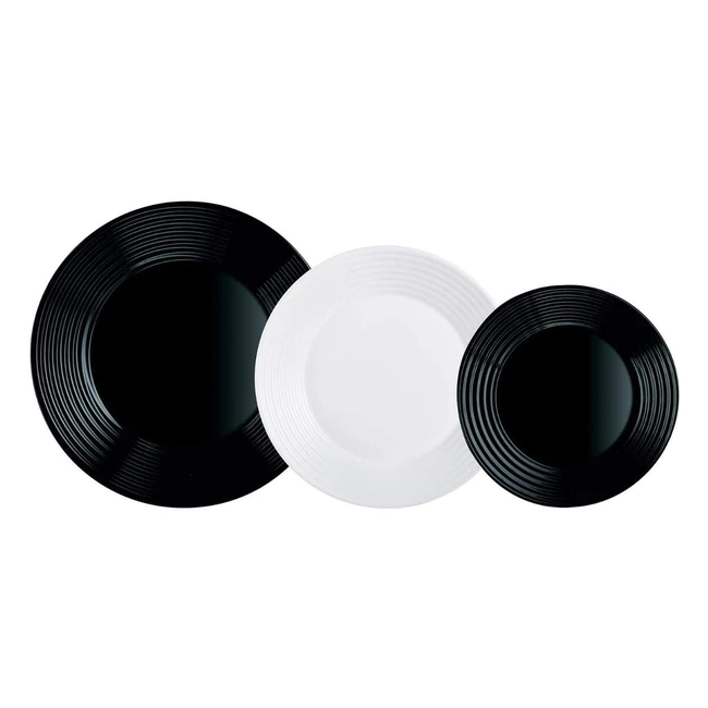 Arc Harena BlackWhite - Servizio Tavola Bianco/Nero 18 Pezzi