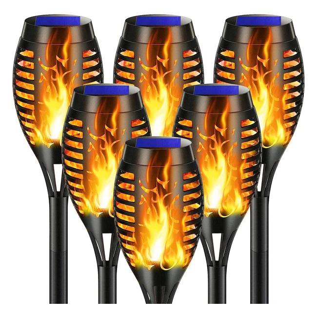 Luci Solari Esterno 6 Pezzi - Lampade Solari da Giardino con Effetto Fiamma - Luce Realistica e Decorativa per Esterno