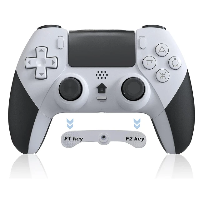 Controller wireless per PS4, compatibile con PS4 Pro/Slim, Bluetooth, programmazione turbo/macro, sensore a 6 assi, bianco