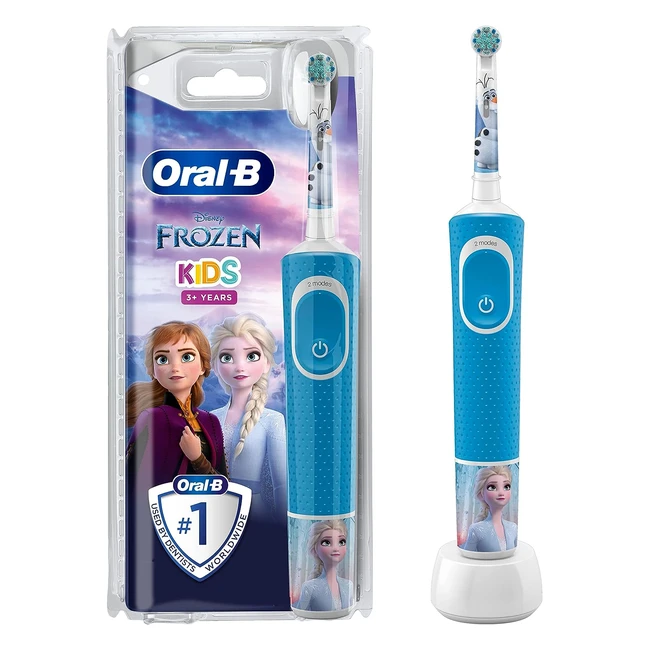 OralB Kids Electric Toothbrush - Gifts for Kids - 2 Modes - Frozen Stickers - Ages 3+ - Blue
