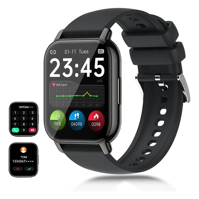 Smartwatch Bluetooth 2022 185 - Reloj Inteligente Hombre - 24 Modos Deportivos - Calorías - Pulsómetro - Monitor de Sueño - Para Android e iOS - Negro