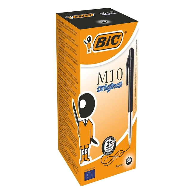 Stylos Bille BIC M10 Original - Pointe Moyenne 10mm - Noir (Lot de 50)