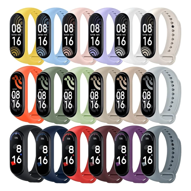 Higgs 18 Bracelets compatibles avec Xiaomi Mi Band 7/6/5 Amazfit Band 5 - Bracelet Silicone Sport pour Femme et Homme