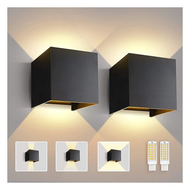 Imoli 2 Piezas Aplique Pared Interior Bombillas G9 Reemplazables Blanco Cálido 3000K