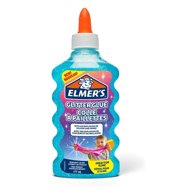 Elmer's PVA Glitter Glue Blue 177ml - Washable, Kid-Friendly, Great for Slime & Crafting