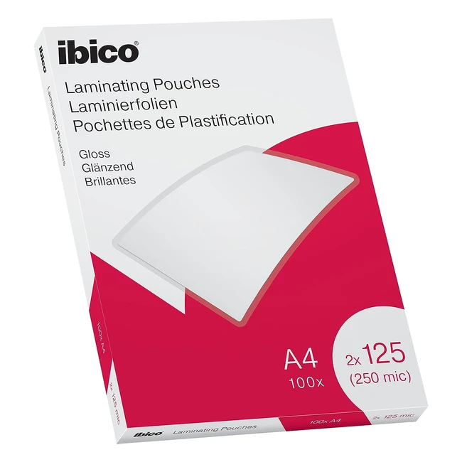 Pochettes de plastification A4 250 microns - Lot de 100 - Finition brillante transparente
