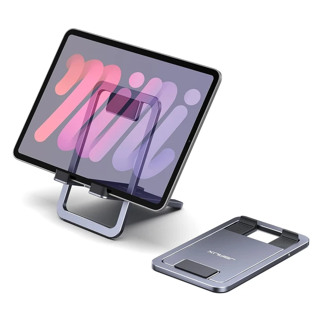 JSAUX Universal Tablet Stand - Portable Foldable Holder for iPad, Samsung Galaxy Tab, Kindle Fire, Steam Deck, Switch, iPhone - Gray