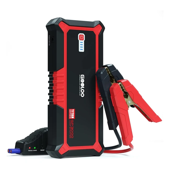 GOOLOO Portable Lithium Jump Starter 3000A Peak Car Starter for 9L Gas or 7L Diesel Engine - Power Bank with USB Quick Charge Type-C Port