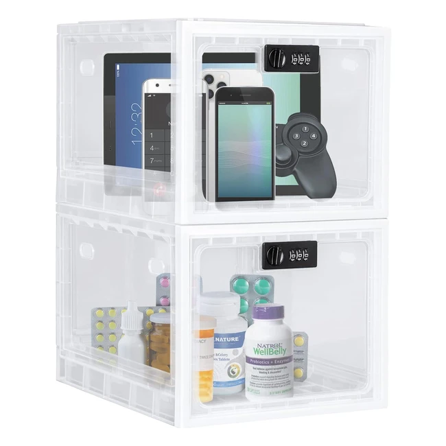 Medicine Lock Box - Food Safe Lockable Container - Large Capacity - Secure Storage for Home, Kitchen, School, Office