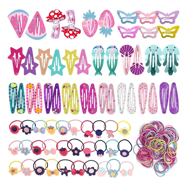 172pcs Accesorios de Pelo para Niña - Clips, Gomas y Horquillas