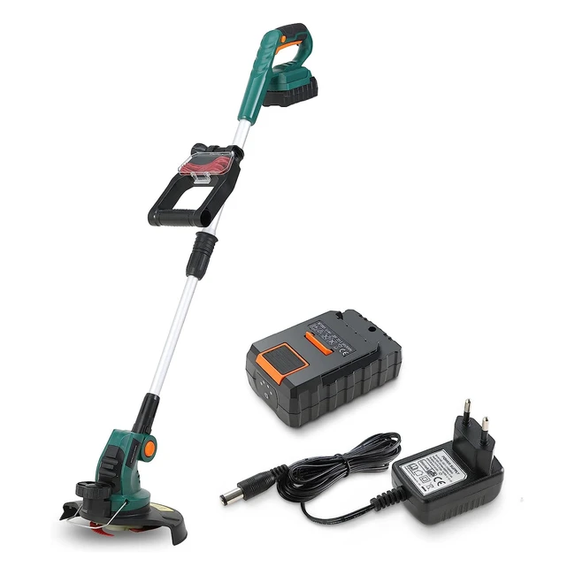 Coupe-bordure sans fil, charge rapide 3 heures, batterie 20V 2Ah, coupe 25cm avec 22 lames en plastique, poignée réglable