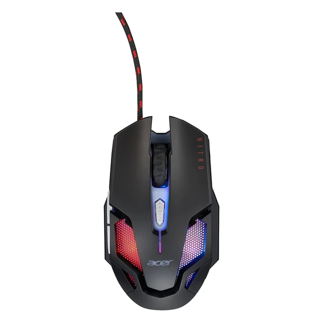 Acer Nitro Gaming Mouse III - High 125MHz Polling Rate, 7 Colorful Breathing Lights, 6 DPI Shifts - 800-7200, 6 Buttons