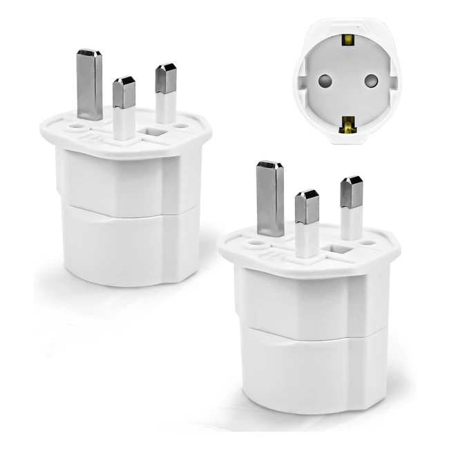 Adaptateur prise anglaise pour voyage - 2 pièces - Type G - Blanc