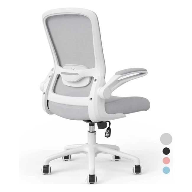 Farini Office Chair - Ergonomic Computer Chair with Flip-Up Armrests, Lumbar Support - White