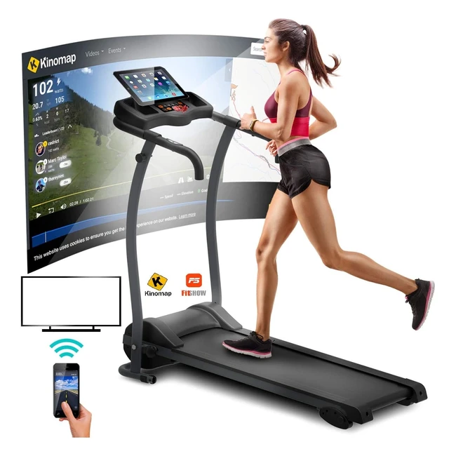 Tapis Roulant Elettrico Pieghevole Artgo Leonardo - Bluetooth App Kinomap e Zwift - 12 Programmi - 3 Livelli Inclinazione - 1HP 30HP Picco