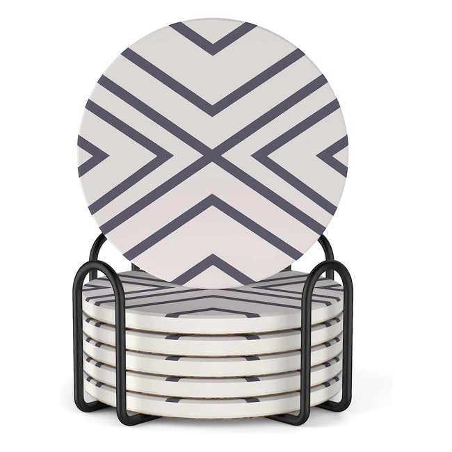 Lifver Coasters Set of 6 - Ceramic, Cork Base - Christmas Party Gifts - Home Decor