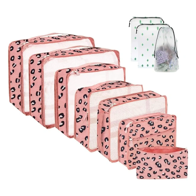 Lot de 10 sacs de rangement pour valises - 6 cubes, 3 sacs à cordon, 1 poche zippée