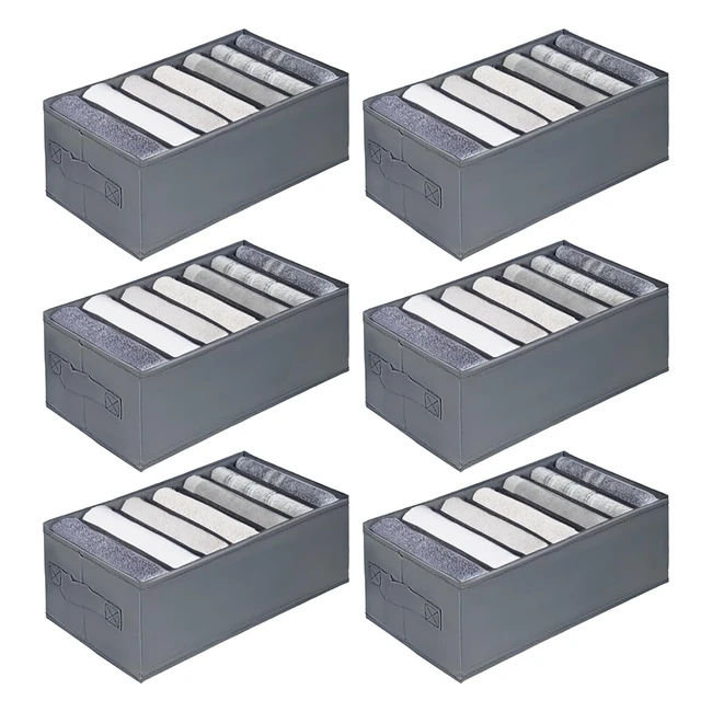 Organisateur de rangement pliable pour vêtements Kiximay - Lot de 6 pièces - Gris