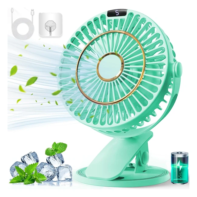 Ventilatore da Tavolo Ricaricabile Mini Ventilatore USB con LCD 5 Velocit - Mu