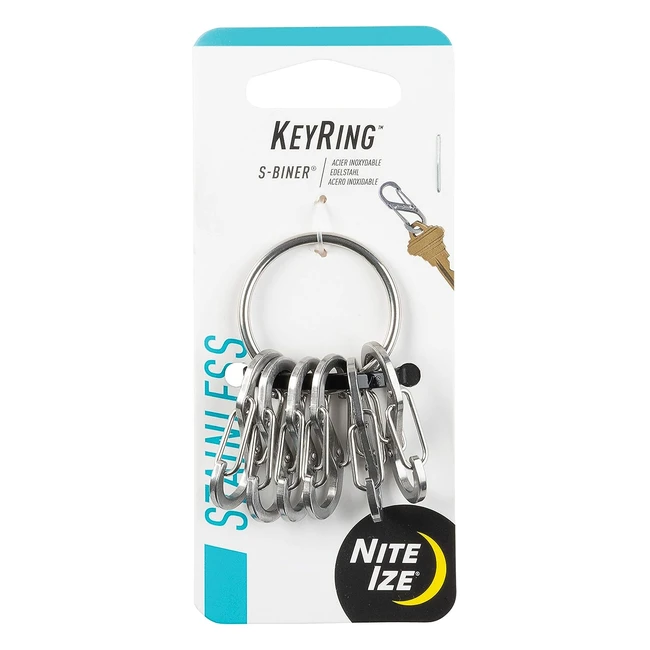 Portachiavi Nite Ize in Acciaio Argento Silbersilber - Con 6 Sbiner