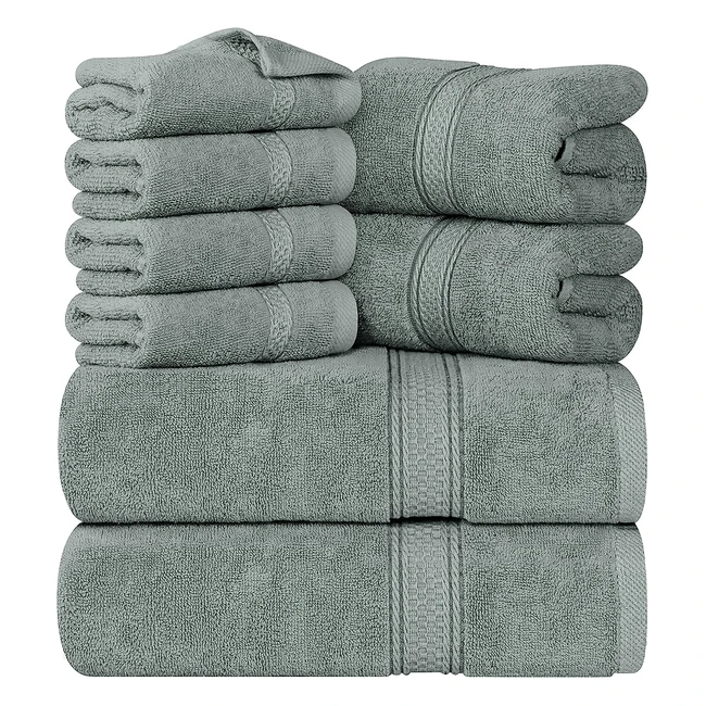 Ensemble de serviettes de bain Utopia Towels - 8 pièces - Coton doux et absorbant - Gris froid