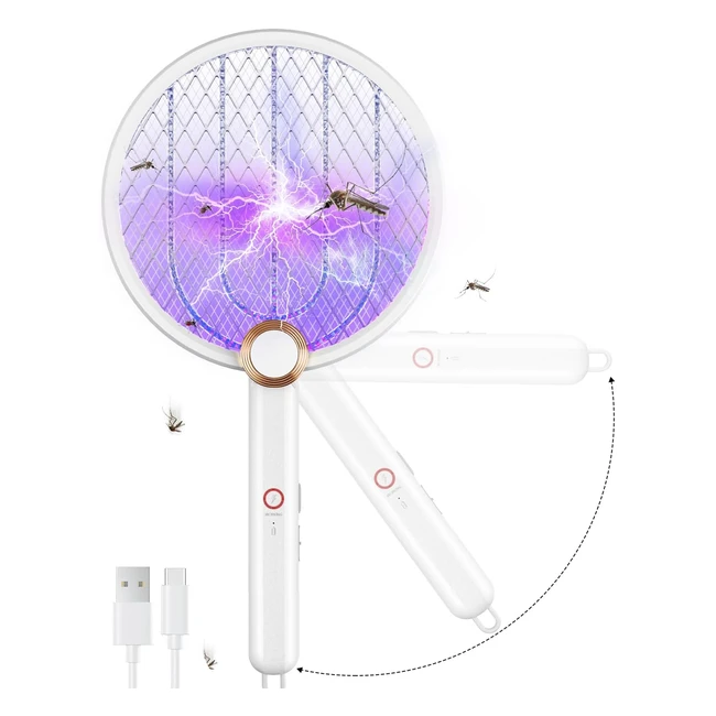 Raquette Antimoustiques 4000V - Beaufivv - 2 en 1 - Lampe UV - USB - Intérieur/Extérieur