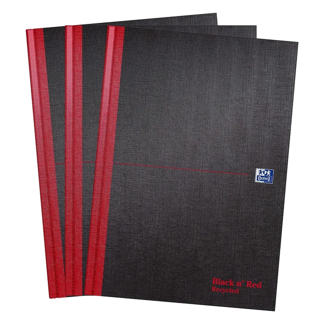Black n Red A4 Recycled Notebook - Pack of 3 - Ruled 192 Pages