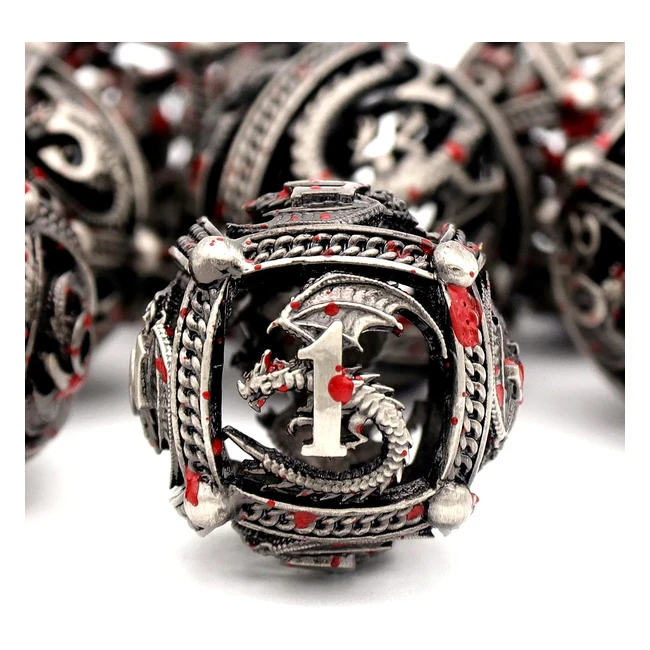 Ensemble de dés pour Donjons et Dragons - 7 pièces en métal avec boîte - D4 D6 D8 D10 D12 D20