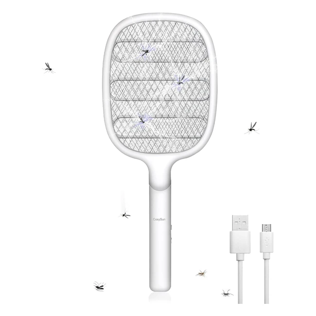 Raqueta matamoscas eléctrica Cosysun 4000V USB C recargable - Control de plagas interior y exterior