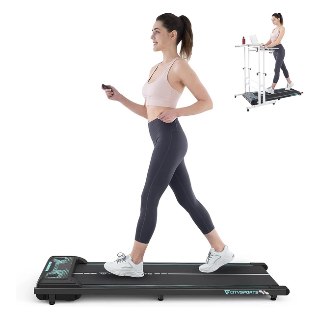 CitySports Treadmills - Ultra Slim Walking Pad with Remote - Compact Motorised Treadmill
