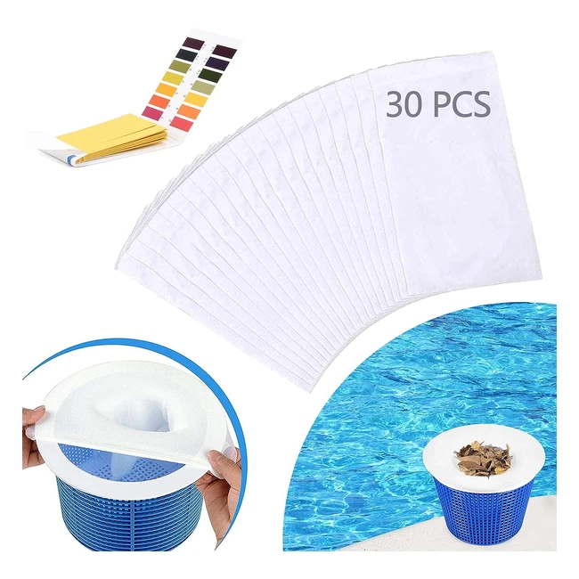 Calcetines Skimmer Mizijia 30 - Filtro de Piscina con Papel de Prueba de pH y Re