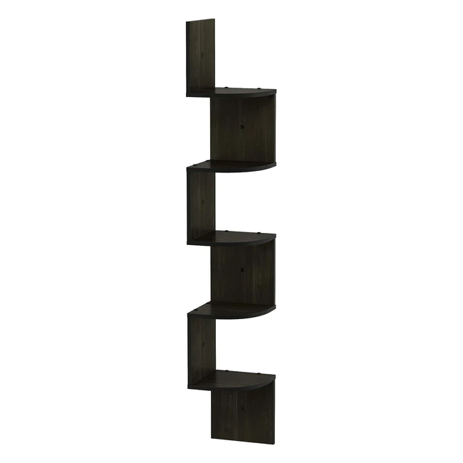 Furinno Wall Mounted Shelves - Wood Espresso - Space Saving - Easy Mounting - 5 lbs Capacity