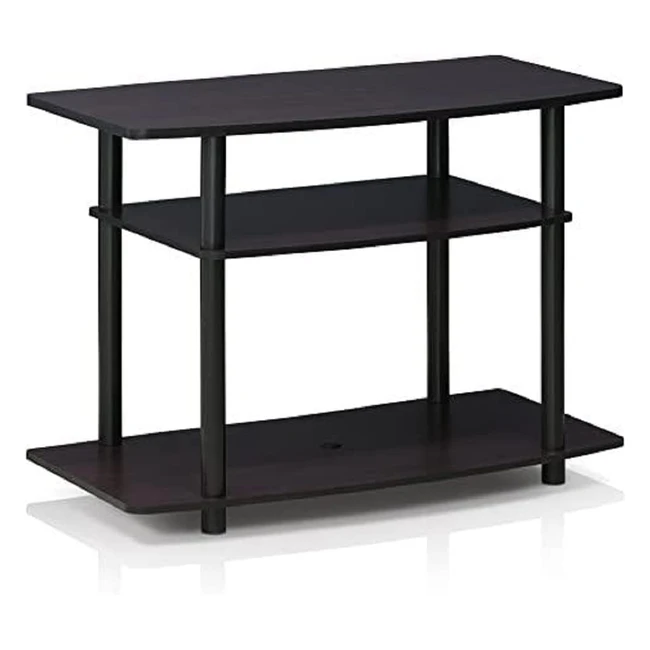 Furinno TurnNTube 3-Tier TV Stand - Dark Walnut - Easy Assembly - Fits up to 55 inch TV